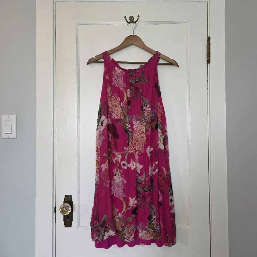 Elena Baldi Italian Silk Foral Sundress – Size S – Fuchsia - Picture 6 of 7
